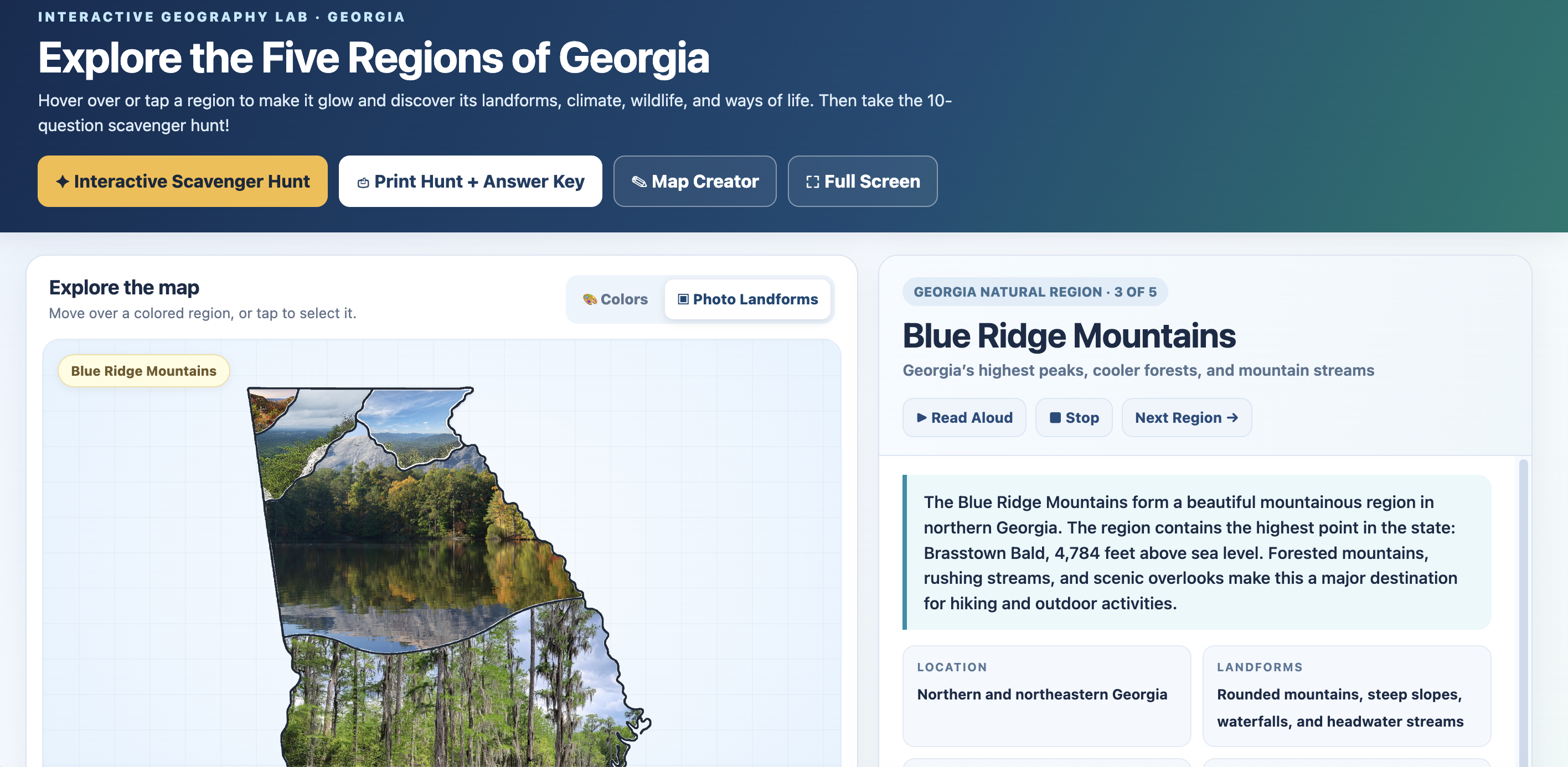 Five Regions of Georgia Map and Map Maker